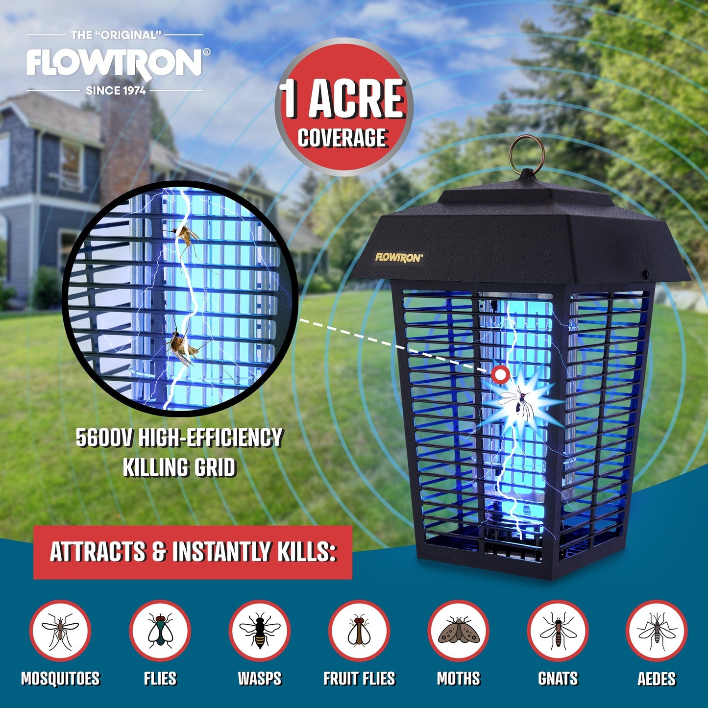 Flowtron 40W Outdoor Bug Zapper, 1 Acre Coverage
