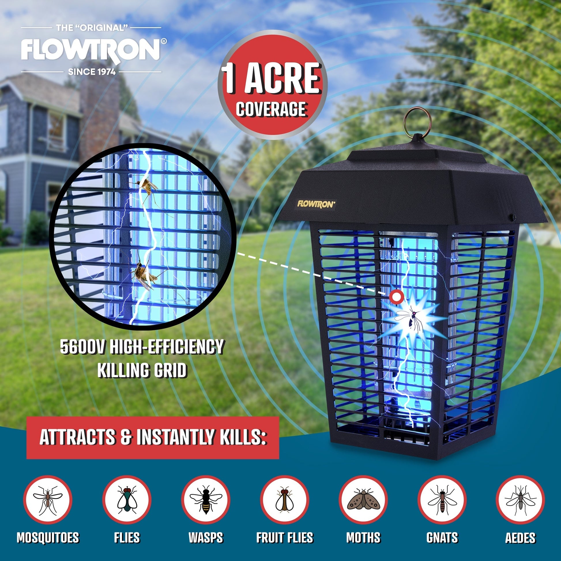 Flowtron 40W Outdoor Bug Zapper, 1 Acre Coverage