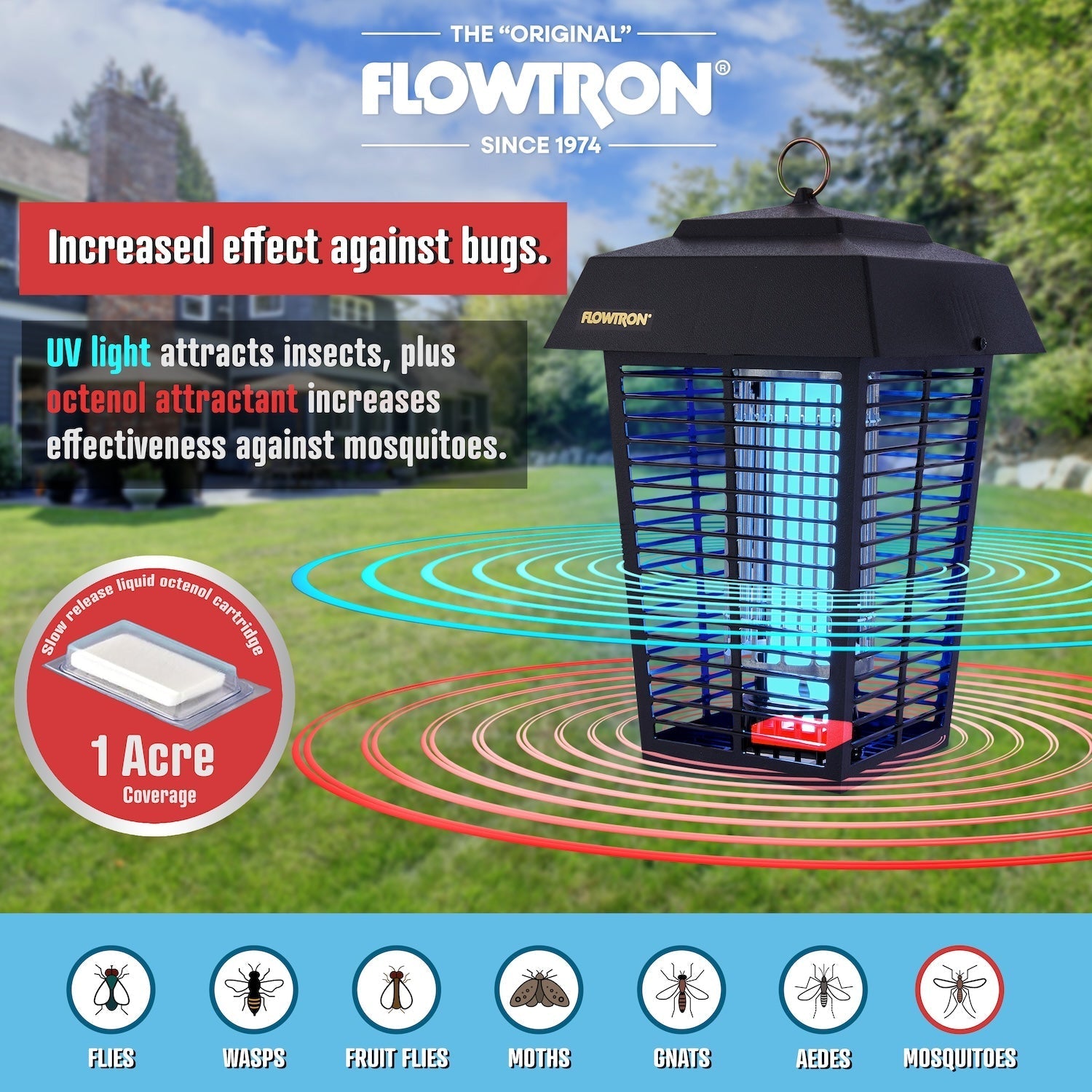 Flowtron 40W Outdoor Bug Zapper, 1 Acre Coverage