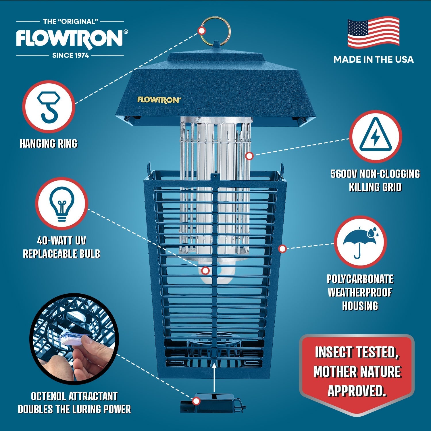 Flowtron 40W Outdoor Bug Zapper, 1 Acre Coverage