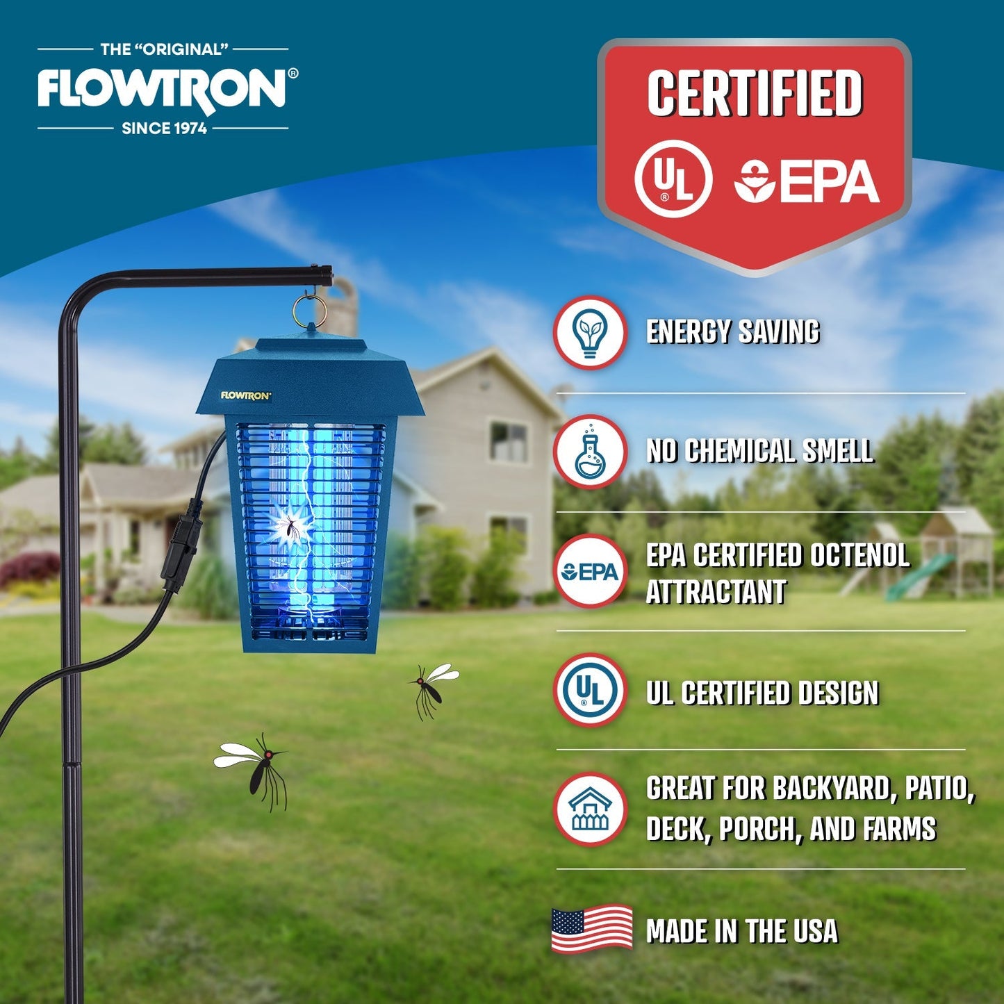 Flowtron 40W Outdoor Bug Zapper, 1 Acre Coverage