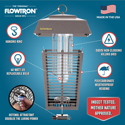 Flowtron 40W Outdoor Bug Zapper, 1 Acre Coverage