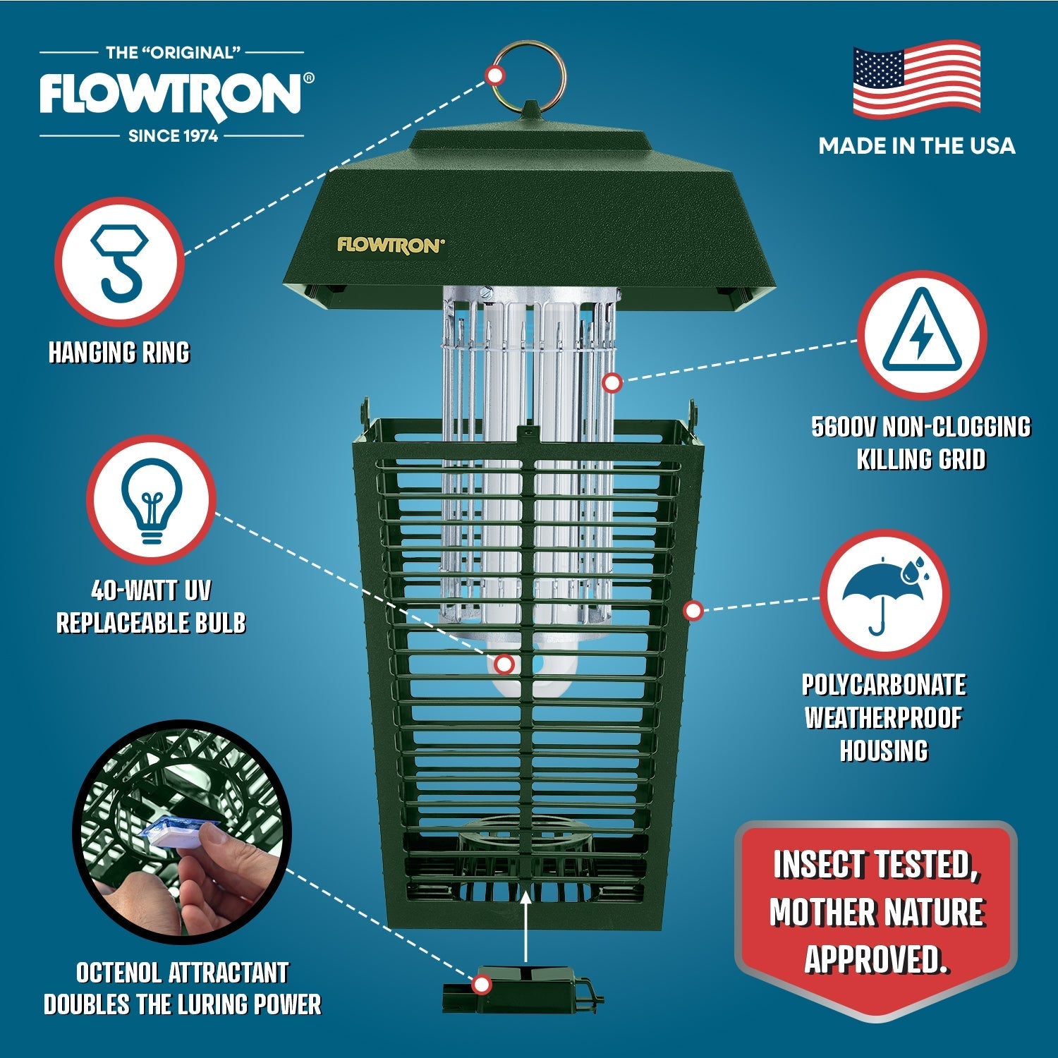 Flowtron 40W Outdoor Bug Zapper, 1 Acre Coverage