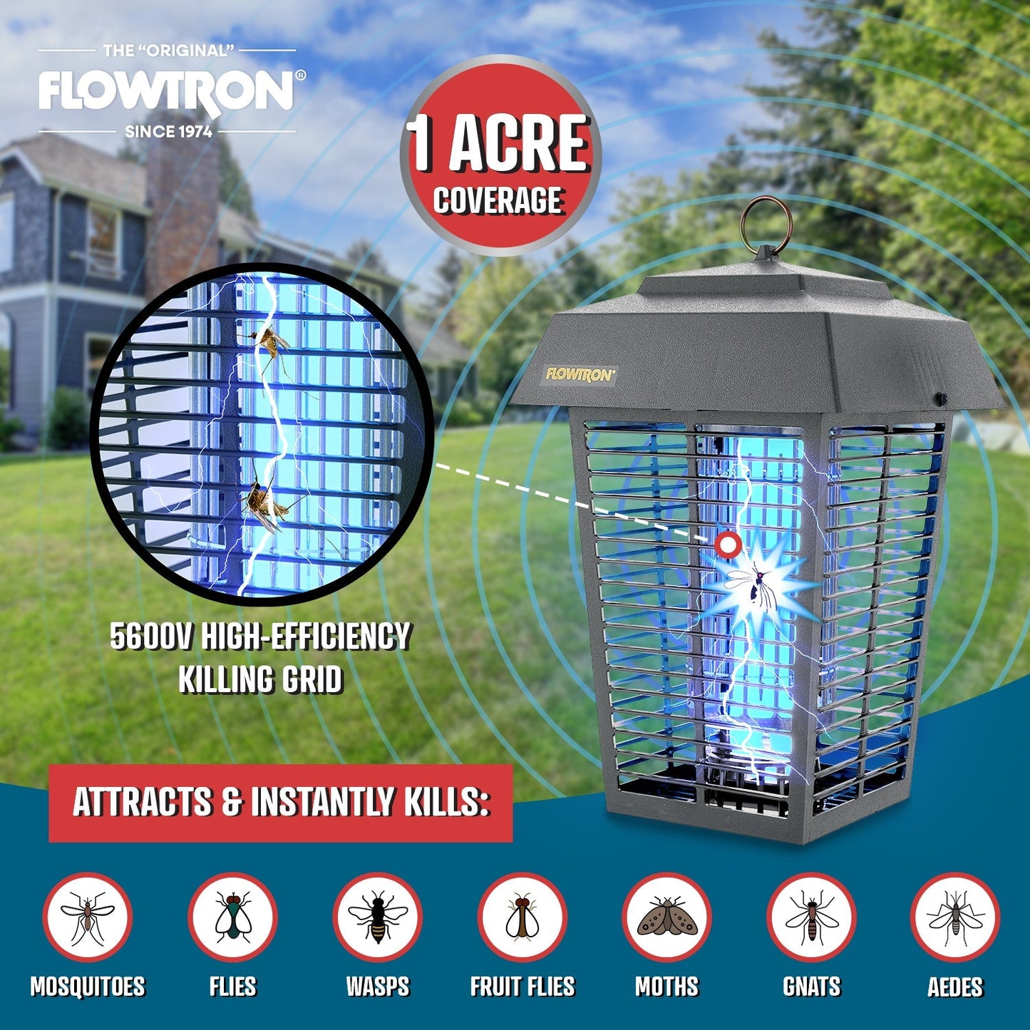 Flowtron 40W Outdoor Bug Zapper, 1 Acre Coverage