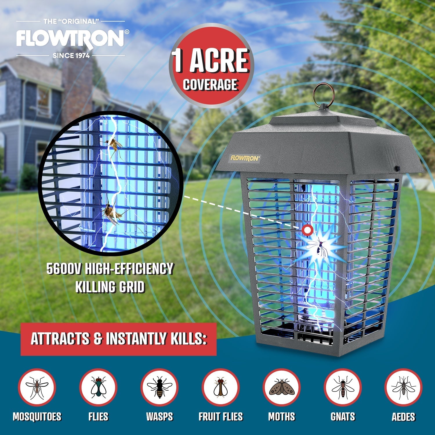 Flowtron 40W Outdoor Bug Zapper, 1 Acre Coverage