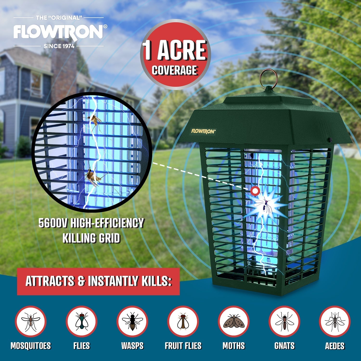 Flowtron 40W Outdoor Bug Zapper, 1 Acre Coverage